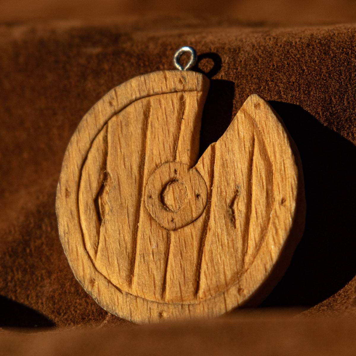 Oak Shield / Broken Hobbit Door Pendant Carving