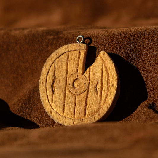 Oak Shield / Broken Hobbit Door Pendant Carving